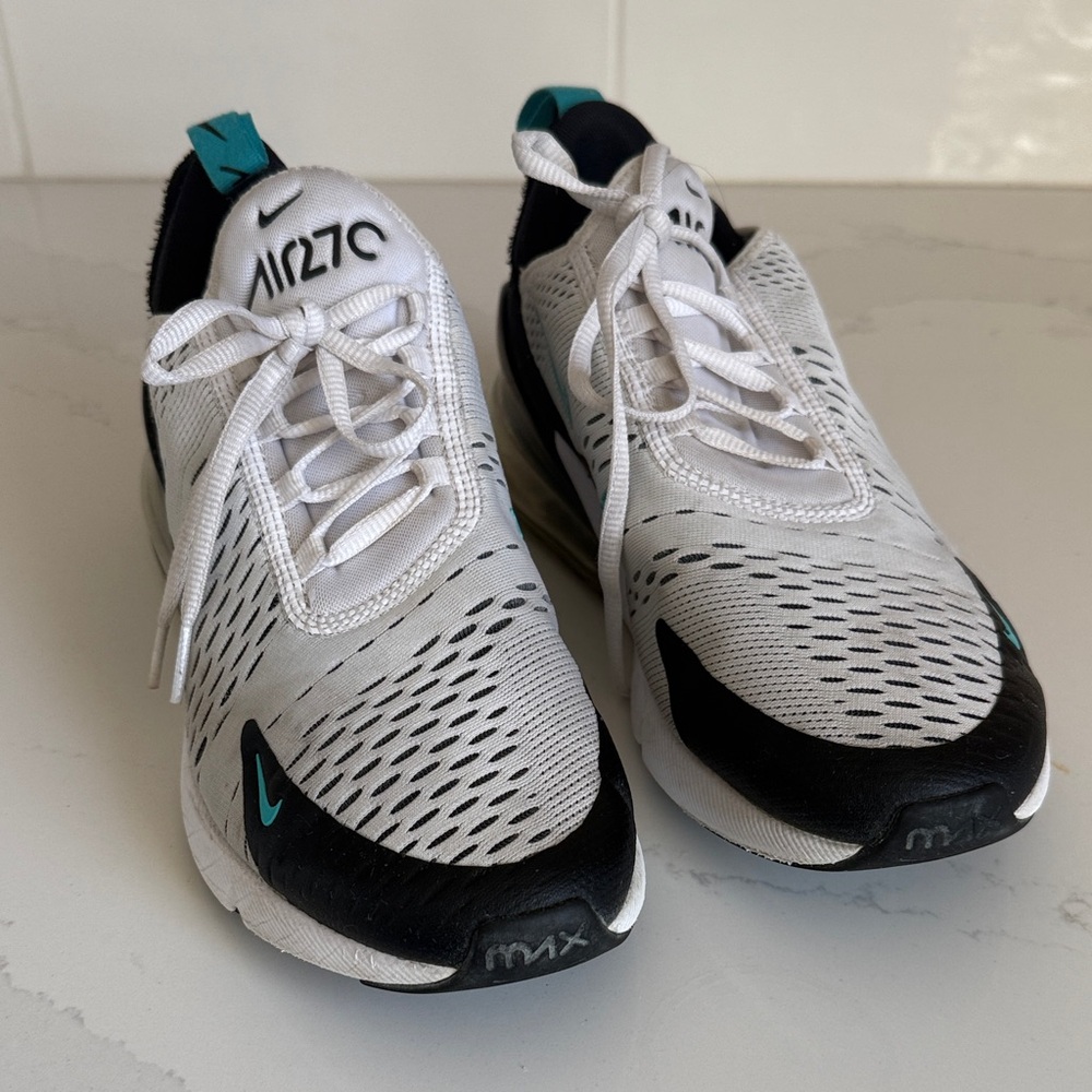 Nike White Black Teal Air Max 270 Running Shoes